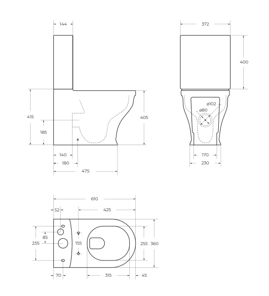 Чаша напольного унитаза CEZARES GIUBILEO CZR-165-CPR