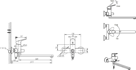 Душевой комплект Bravat Drop 2 в 1,  хром (F00409C)