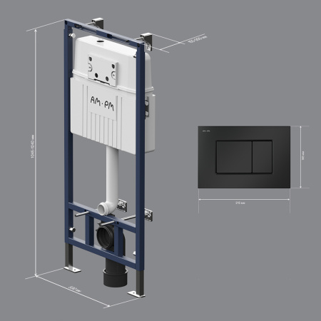 AM.PM I012710.0238 MasterFit инсталляция для подвесного унитаза с клавишей ProC S, мат.черный