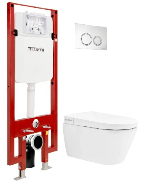 Комплект TECE TeceSpring унитаз-биде+инсталляция+клавиша смыва цвет унитаза-белый цвет клавиши-хром S955799