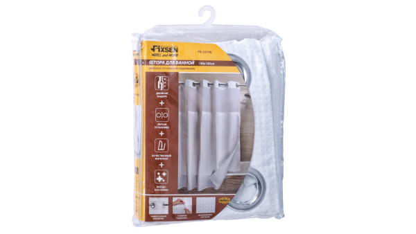 Шторка для ванной Fixsen, белая с прозрачной вставкой (FX-3319E)
