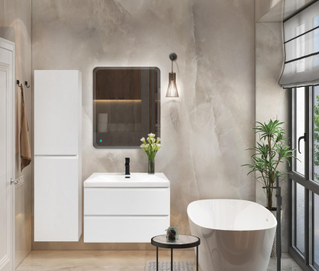 MOLVENO Шкаф подвесной с двумя распашными дверцами с доводчиками, с двумя полками, Bianco Ghiaccio, 400x300x1600, MOLVENO-1600-2A-SC-BG