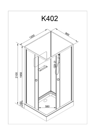 Душевая кабина AvaCan K402 без крыши