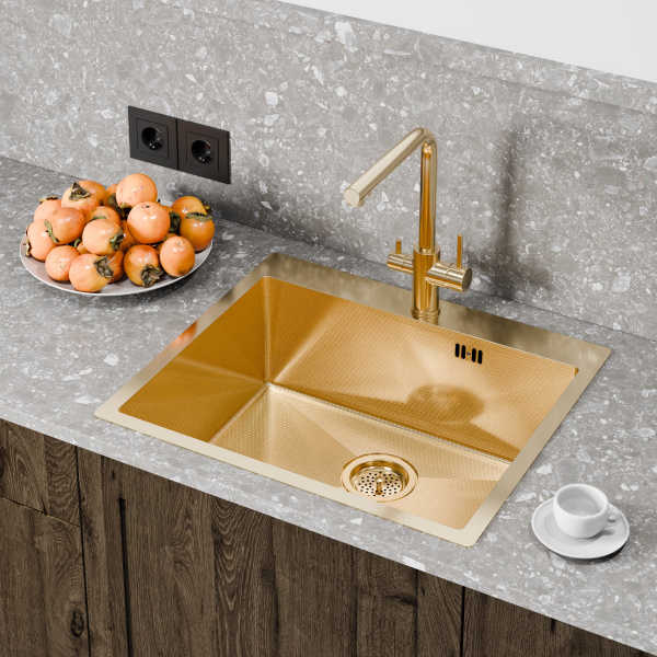 Кухонная мойка FLORACIO Steel F.5951.GDD (DECOR), золото матовое
