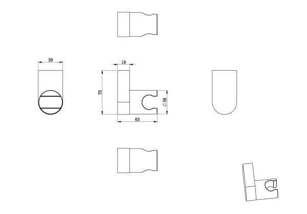 Настенный держатель WONZON & WOGHAND, Черный матовый (WW-994207-MB)
