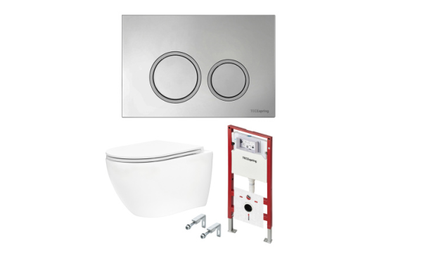 Комплект TECE TeceSpring Base унитаз+инсталляция+клавиша смыва цвет унитаза-белый цвет сиденья-белый цвет клавиши-хром K401101WCR