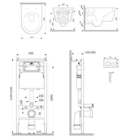 AM.PM IS90101.8F1701 Инсталляция с клав PrimeFit L, бел глянц, с подвес унит Func 54 FlashClean с сид м/ли