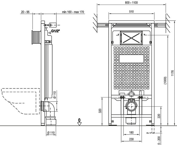 Держатель рамы инсталляции Ravak Черный (X01460)
