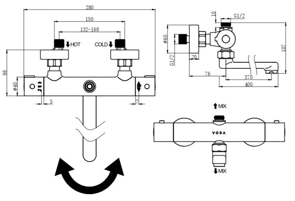 Термостат для ванны VODA (T1031)