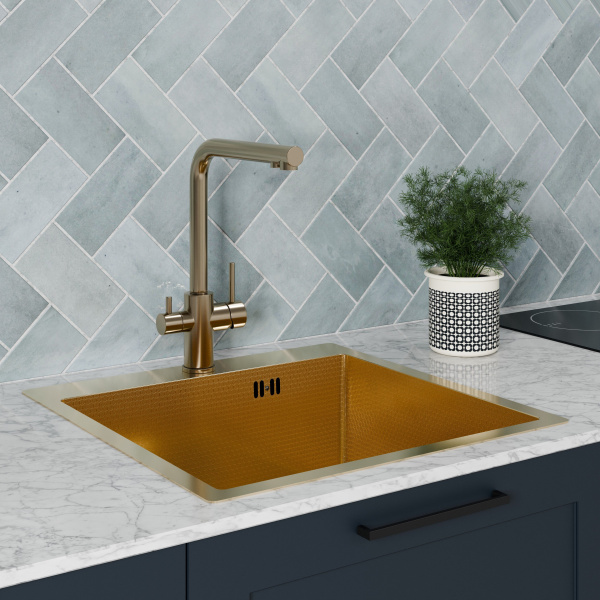 Кухонная мойка FLORACIO Steel F.5151.GDD (DECOR), золото матовое