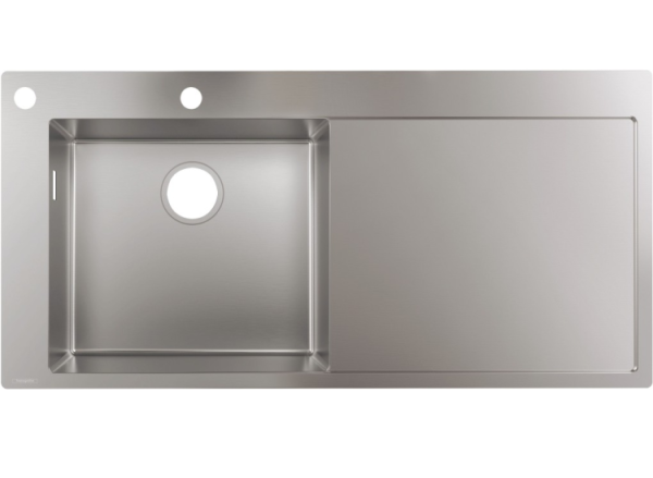 Мойка Hansgrohe S71 S718-F450 с крылом шгв 1045*510*185 отверстия для смесителя-1 цвет-сталь (Steel) 43332800