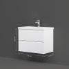 AM.PM M90FHX07522WG GEM, База под раковину, подвесная, 75 см, 2 ящика push-to-open, цвет: белый, глянец