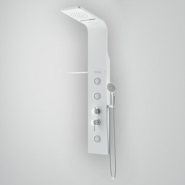 AM.PM W85P-2-136AW Joy Гидромассажная панель, 3 форсунки, полочка для аксессуаров, верхний душ, 1360Х320