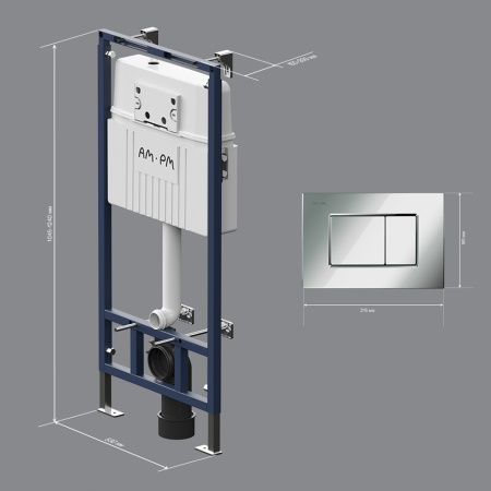 AM.PM I012710.0251 MasterFit инсталляция для подвесного унитаза с клавишей ProC S, хром глянц