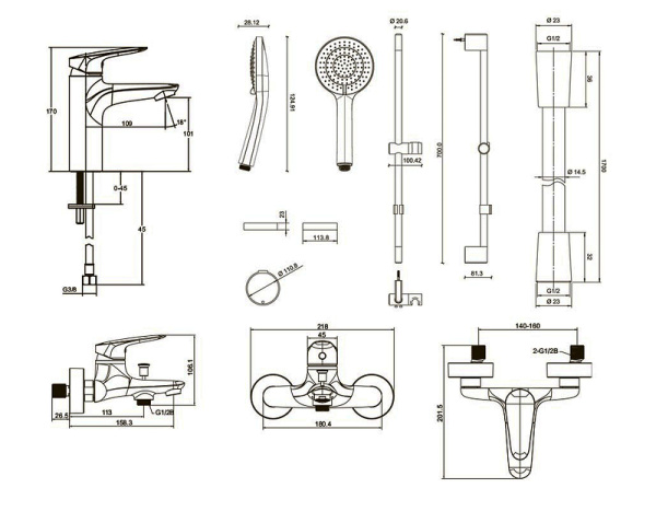 Комплект смесителей 3 в 1 Jacob Delafon Elite хром (E32911RU-CP)