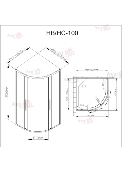 Душевой уголок AvaCan C01