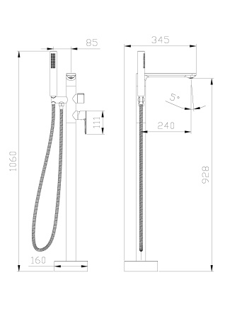 Напольный смеситель для ванны CEZARES LUX-VDP-01
