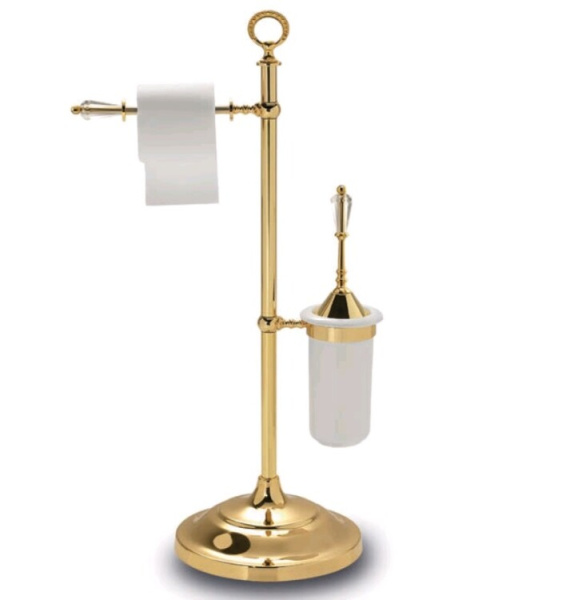 Стойка 3SC Boheme шгв 250*300*800 с дежателем туалетной бумаги и ёршиком для унитаза цвет-золото BO52GD