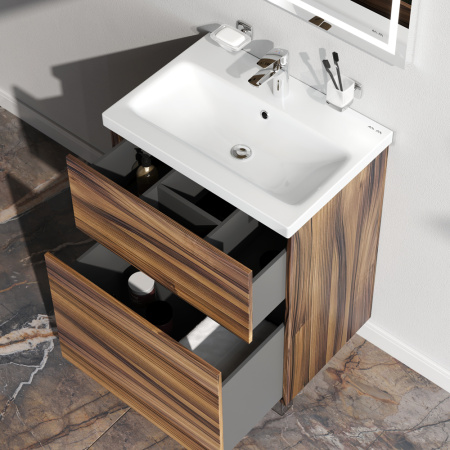 AM.PM M90FSX0602HF Gem, База под раковину, напольная, 60 см, 2 ящика, цвет: орех