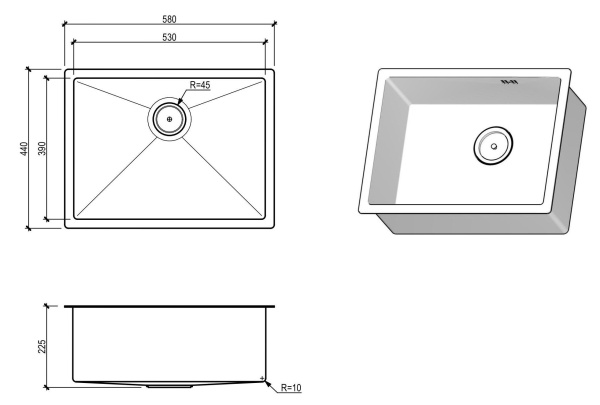 Кухонная мойка FLORACIO Steel F.5844.SS, нержавеющая сталь