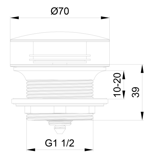 Донный клапан для ванны WONZON & WOGHAND, Брашированный никель (WW-SS105-BN)