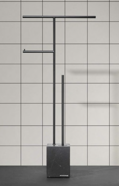 Полотенцедержатель бумагодержатель и туалетный ершик Antonio Lupi BIVIOCOMBI цвет-Nero Marquinia матовый nero goffrato BIVIOCOMBI2 Nero Marquinia/545