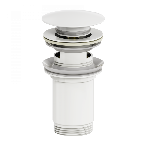 Донный клапан для раковины с переливом 1 1/4 WONZON & WOGHAND, Белый матовый (WW-88SS09-MW)