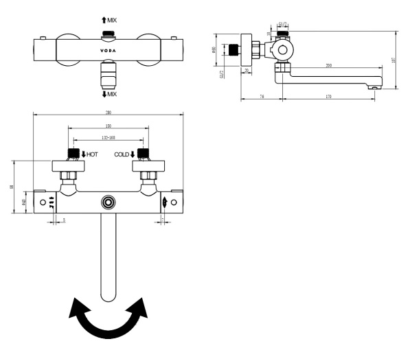 Термостат для ванны VODA (T1020)