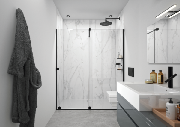 Дверь Huppe Xtensa шв 1445*2000 черный цвет стекла-прозрачный Anti-Plaque 21HQ4R 1445*2000 чёрный/прозрачное Anti-Plaque