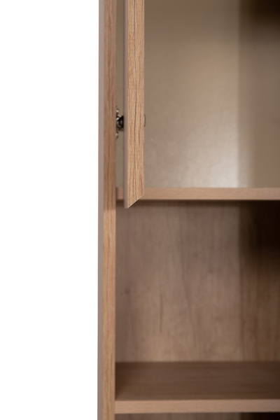 KRAFT Шкаф подвесной с одной распашной дверцей с доводчиками и одной открытой полкой, левосторонний, Rovere Nebrasca Nature, 330x300x1600, KRAFT-1600-1A-SC-RNN-L