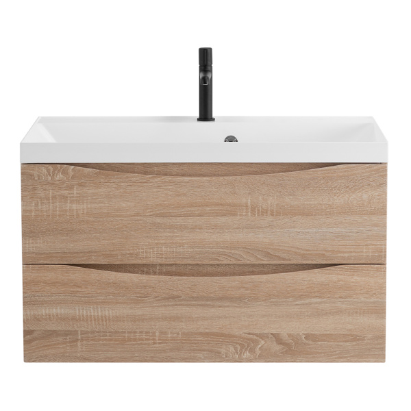 MARINO База под раковину подвесная с двумя выкатными ящиками, Rovere Bianco, 800x450x500, MARINO-800-2C-SO-WO-P