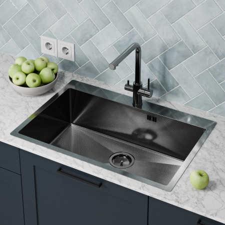 Кухонная мойка FLORACIO Steel F.7551.GMD (DECOR), вороненая сталь