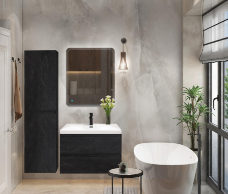 MOLVENO Шкаф подвесной с двумя распашными дверцами с доводчиками, с двумя полками, Nero, 400x300x1600, MOLVENO-1600-2A-SC-NR