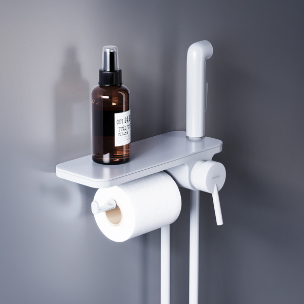 Damixa 773500200 Jupiter, монтируемый в стену смеситель с гиг душем и полкой, белый, шт