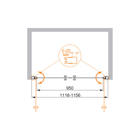 Душевая дверь CEZARES ELENA-W-B-2-115-C-Cr