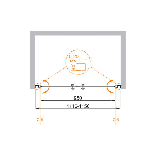 Душевая дверь CEZARES ELENA-W-B-2-115-C-Cr