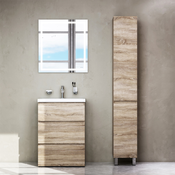 AM.PM M91FSX0602OF GEM S, База под раковину, напольная, 60 см, 3 ящика, светлый дуб