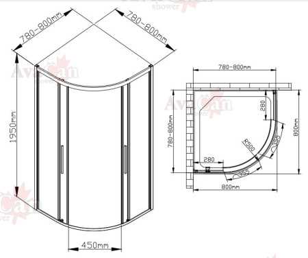 Душевой уголок AvaCan HC 80