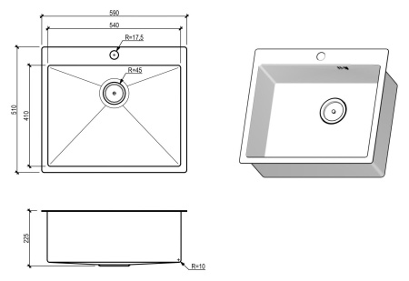 Кухонная мойка FLORACIO Steel F.5951.SSD (DECOR), нержавеющая сталь