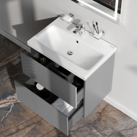 AM.PM M90FHX06022GM GEM, База под раковину, подвесная, 60 см, 2 ящика push-to-open, графит матовый