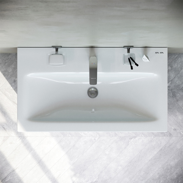 AM.PM M91FSX0752WG GEM S, База под раковину, напольная, 75 см, 3 ящика, белый глянец