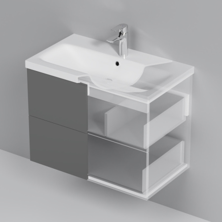 AM.PM M90FHX07522GM GEM, База под раковину, подвесная, 75 см, 2 ящика push-to-open, графит матовый