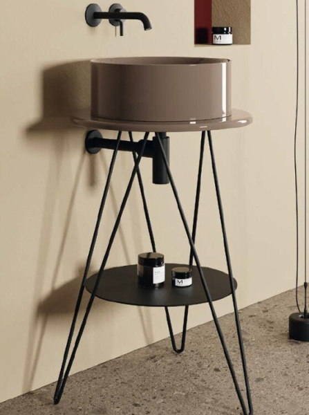 Столешница Scarabeo Gustav круглая шг 520*520 с вырезом под раковину цвет-Tobacco glossy 5061 62