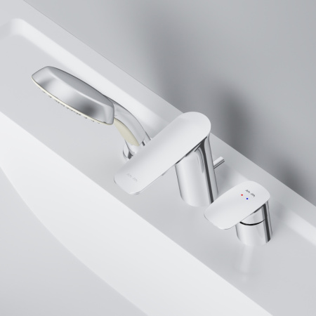 AM.PM F50A01300 Inspire V2.0, смеситель на борт ванны, трёхсекционный, излив  мм, хром, шт