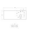 Столешница из МДФ, асимметричное правостороннее расположение отверстий для раковины и смесителя, 1204x462x19 EK-120-AS-BL-R Bianco Lucido