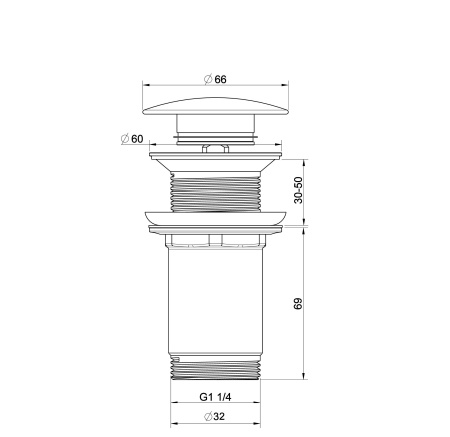 Донный клапан для раковины 1 1/4 WONZON & WOGHAND, Черный матовый (WW-88SS09-MB)