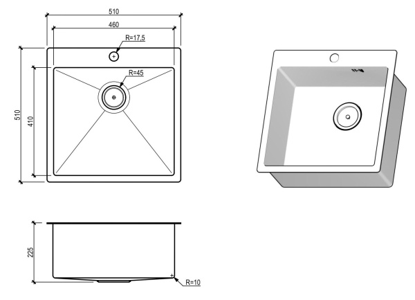 Кухонная мойка FLORACIO Steel F.5151.GDD (DECOR), золото матовое