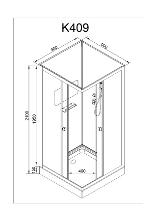 Душевая кабина AvaCan K409 без крыши