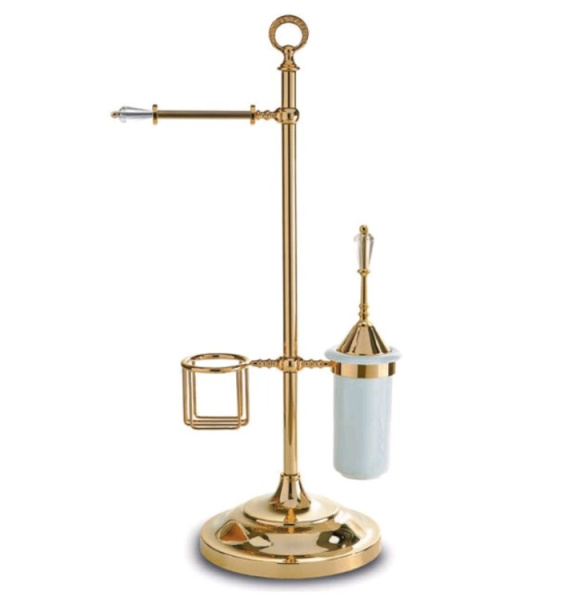 Стойка 3SC Boheme шгв 250*350*800 с дежателем туалетной бумаги держателем для телефона и ёршиком для унитаза цвет-золото BO52BGD