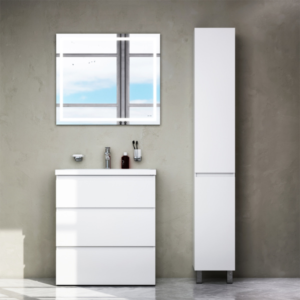 AM.PM M91FSX0752WG GEM S, База под раковину, напольная, 75 см, 3 ящика, белый глянец